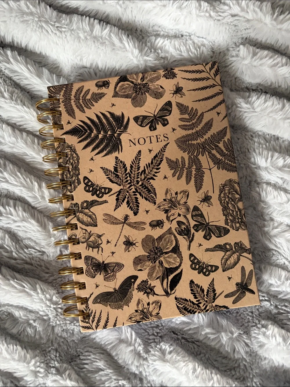 Notes Spiral Notebook - Tan Botanical Cover